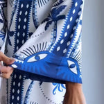 Blue Mysterious Eyes Print Mini Dress
