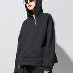 Stylish Black Asymmetric Zipper Hoodies