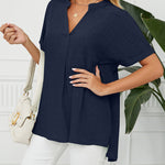 V Neck Blouse Elegant Casual Short Sleeve V Neck T-Shirt