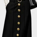 Ada Front Button Casual Skirt with Side Pockets