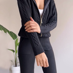 Nadorine Women's Casual Twist Jacquard Sweater Cardigan Two-Pieces Set