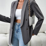 Nadorine Casual Blazers Double Breasted Long Sleeve Work Office Blazer Jacket