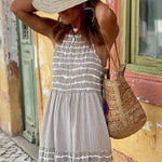 Summer Rise Striped Halter Neck A-line Maxi Dress