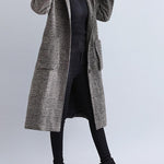 Loose Plaid Woolen Hood Coat