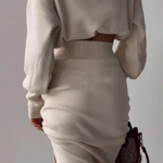 Elegant Turtleneck Sweater with Split Hem Two-piece Set