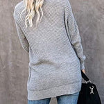 Long Sleeve Open Front Cardigans Curved Fly Pocket Sweater Outwear