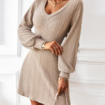V-neck Sexy Waist Sweater Dress