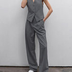 Sleeveless Vest Set Casual V Neck Vest Suit Pants Two-piece Set