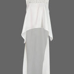 High-Low Loose Embroidered Solid Color Round-Neck Vest Top