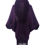 Knit Shawl Womens Solid Color Loose Collar Tassel Cape Knitted Cape Coat