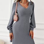 V-neck Sexy Waist Sweater Dress
