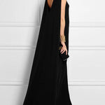 Loose Simple Solid Color Sleeveless V-Back Maxi Dress