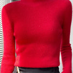 Casual Skinny Long Sleeves Solid Color Half Turtleneck Sweater Tops