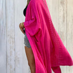 Seven-quarter Sleeve Pocket Solid Color Cardigan