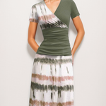 Nadorine Women's Casual V Neck Short Sleeve Sundress Loose Flowy Print Tunic Beach Dresses