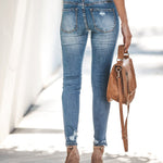 Nadorine Destroyed Raw Hem Jeans Ripped Hole Denim Pants