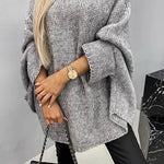 Remember Me Knit Crew Neck Poncho Loose Sweater