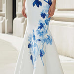 Elegant V-Neck Sleeveless Floral Mermaid Maxi Dress