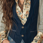 Retro Striped Deep V-neck Slim-fit Vest