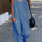 Relaxing Bay Solid Color Pocketed Casual Beach Jumpsuit