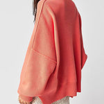 Lantern Sleeve Mock Neck Pullover with Ribbed Cinch Hem Batwing Sweater