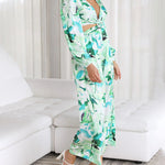 Nadorine Women's Boho Floral Printed V Neck Lantern Long Sleeve Waist Cut Out Back Casual Jumpsuit Romper