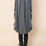 A-line Long Sleeves Pleated Solid Color Round-neck Dresses Maxi Dresses