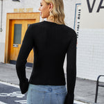 Solid Color Ribbed Knit Sweater Base Shirt