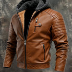 Cristina | Hooded Jacket with Leather Finish and Zipper