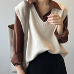 Soft Felt Loose Fit V Neck Sweater Vest