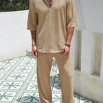 KZZ  Casual and Elegant Short-Sleeve Shirt and Trousers