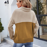 Nadorine Contrast Color Turtleneck Sweater
