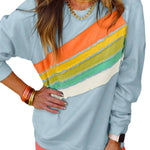 Apricot Rainbow Colorblock Pullover Sweatshirt