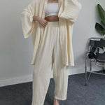 Loose Comfortable Long-Sleeve Cardigan + High-Waist Pocketed Casual Pants Set