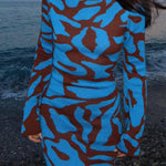 Round Neck Bell Sleeves Jacquard Slim Long Dress
