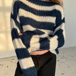 Loose Striped Fashionable All-match Long Sleeve Knitted Sweater