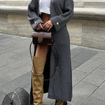 Warm Harvest Knit Button Detail Belted Duster Maxi Cardigan