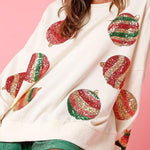 Christmas Egg Sequined Casual Long Sleeve Sweatshirt