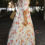 Fashion V-neck Loose Printed Long Dress