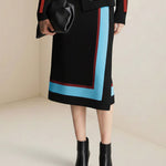 Irregularity Asymmetric Contrast Color Split-Joint Skirts Bottoms