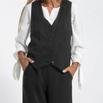 Nadorine Casual Two-piece Set Solid Color Vest and Trousers Pants