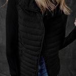 Plush Collared Quilted Zipped Puffer Vest