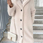 Teddy fleece lapel mid-length coat