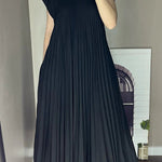 Sleeveless Pleated Simple Solid Color Dress