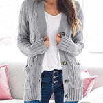 Plain Twist Button Cardigan Sweater