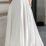 Long Sleeves Loose Belted Pockets Solid Color Stand Collar Maxi Dresses