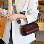 Genuine Leather Women's Bag Vegetable Tanned Cowhide Cylinder Bag Crossbody Bag Shoulder Bag