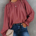 Nadorine Ruffle Long Sleeve T-Shirt Crewneck Top for Women Cute Summer Casual 2026 | Under $40
