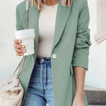 Single Breasted Button Down Office Work Wear Solid Blazer Jacket