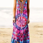 Ethnic Style Print Dress Long Maxi Dresses Retro Tank Dress Loose Beach Dress